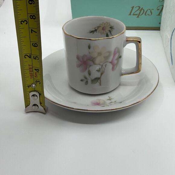 Yau Shing 1946 Porcelain Cup & Saucer Tea Coffee Set 12 Pieces New Espresso - Picture 4 of 5